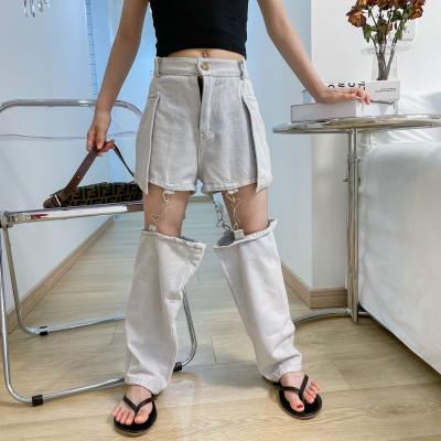 China Super Hot Selling QUICK DRY Detachable Leg Kids Wide Leg Pants Girls Jeans Trousers for sale