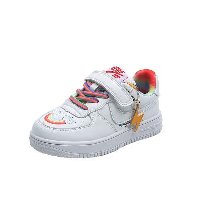 China Rainbow Breathable Children Daily Wear Outdoor White Shoes Fitness Walking Casual Fashionable Breathable Shoes For Kids for sale