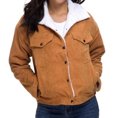 China New Style Breathable Plus Size Jacket Autumn And Winter Women's Corduroy Shirt Collar Button Up Coats For Ladies Women Fashion New Coat for sale