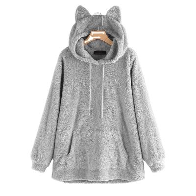 China Anti-Wrinkle Plus Size Dishonest Loose Hooded Jacket Women Sweater Clothing Fleece Long Sleeve Top Sweater for sale