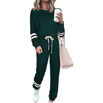 China 2021 Breathable Fashionable Hot Sale Knit Suits Set For Women Two Piece Pants Sets Women Clothing Trotter And O-Neck Training Top for sale