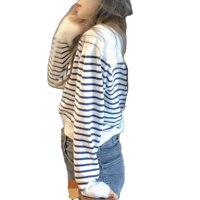 China Anti-pilling 2021 hot sale casual striped knitting ladies sweater cashmere sweater women for sale