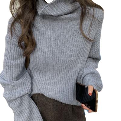 China 2021 High Neck Warm Long Sleeve Ladies Sweaters Winter Wear Loose Wool Women's Breathable Sweaters for sale