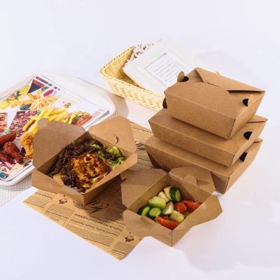 China Disposable custom take out fast delivery kraft paper boxes carton fried packaging takeway food box for sale