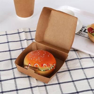 China Biodegradable Kraft Paper Burger Hamburger Frozen French Fries Packaging Box for sale