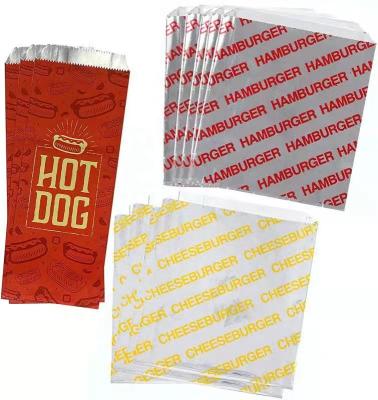 China Biodegradable Foil Gusset Burger Hot Dog Bags Hamburger Foil Striped Paper Bag for sale