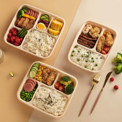 China Biodegradable Meal Prep Containers Disposable Meal Prep 3 Compartment Food Container With Lids for sale