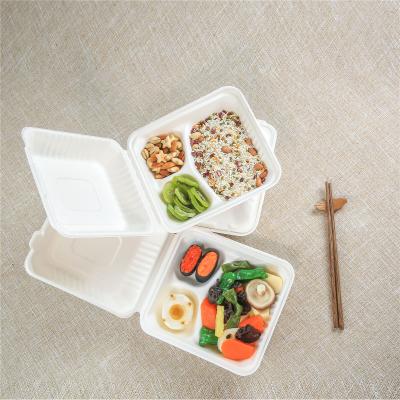 China Biodegradable Bento 6 Compartment Disposable Restaurant Lunch Box for sale