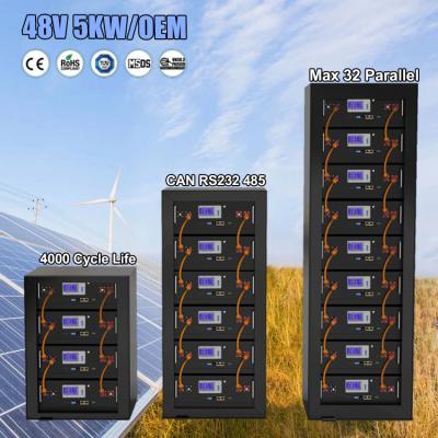 China Free Shipping 48V 5Kw Lithium Iron Phosphate Battery Pack LiFePO4 Battery 48V 100Ah Solar Battery 100Ah for sale