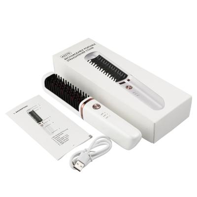 China Wholesale Popular Home Use USB Hair Straightener Portable Anti-scalding Simply Electric Ionic Brush for sale