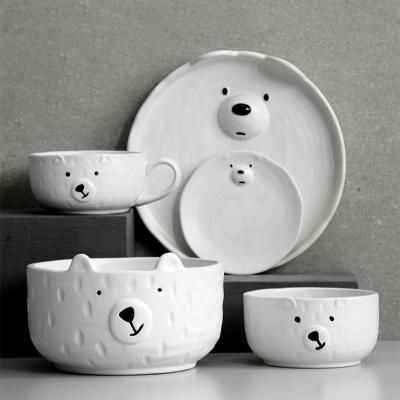 China Viable Wholesale LCE White Tableware Cute Ceramic Bear Dinner Plates Cute Ceramic Kitchen Dish Coffee Cup Dish Bowl Mug Kitchen for sale