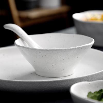 China Small Viable Dots White Japanese Cuisine Cereal Noodle Serving Ramen Customized By 5 Inch Porcelain Fruit Salad Bowl Ceramic Bowl Set for sale