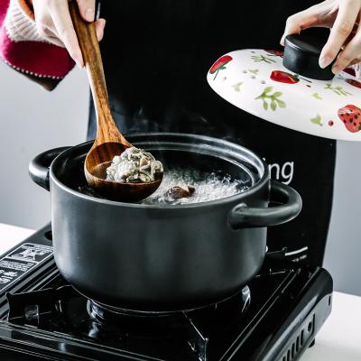 China Sustainable 2.5L Soup Kitchen Cooking Pot Casserole Saucepan Ceramic High Temperature Resistant Saucepot Dish Pots Casserole for sale