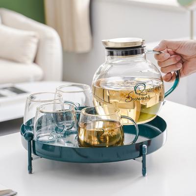 China Sustainable Luxury Tea Water Kettle With Handle Large Capacity High Temperature Resistant Tea Cup Glass Teapot Set for sale