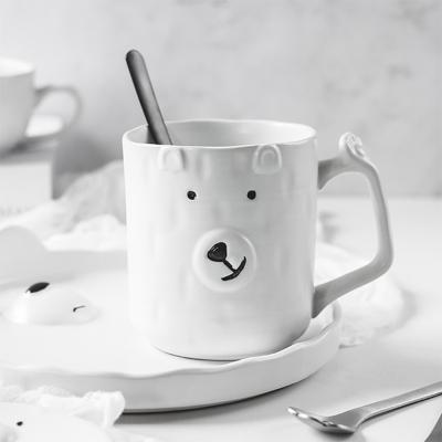 China Viable Ice Bear Coffee Tea Breakfast Porcelain Mug Wholesales Cute White Custom Logo Ceramic Mug for sale