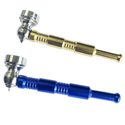 China Colorized Zinc Alloy + Metal Aluminum Smoking Pipe With Small Plastic Grinder Set for sale