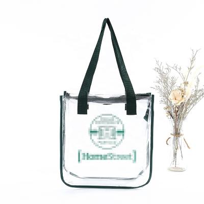 China Wholesale Eco-friendly Clear Zipper PVC Plastic Cosmetic Bag With Handle PVC Bag Tote Pvc Shoulder Bag With Zipper for sale