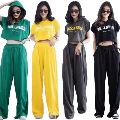 China Women Clothing Ladies Hoodie QUICK DRY Tracksuit Set Logo Cotton Tee Shirt Vintage Custom Printing Sports Set for sale