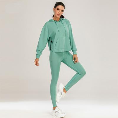 China Custom Made Sustainable Hoodies Leggings And Sports Bra High Quality 3 Piece Yoga Fitness Sets for sale