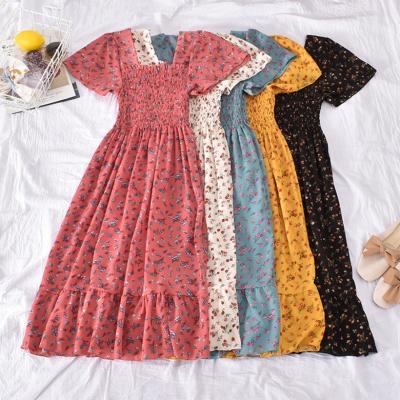 China Bangkok Breathable Elastic Cheap Women Prom Floral Print OEM Chic Corset Dresses Long Casual Dresses for sale