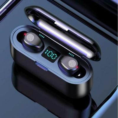 China Hot Selling In-ear Noise Canceling Sport Wireless Earbuds With Power Bank Battery Display F9 for sale