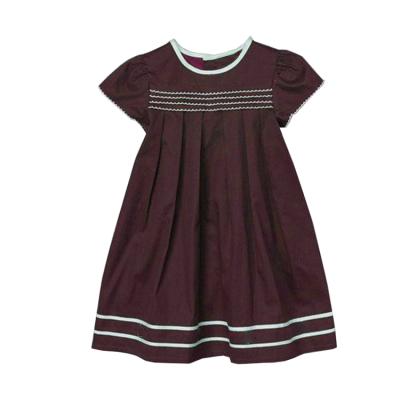 China Wholesale Chilrden Boutique Summer Brown Short Sleeve Breathable Clothing Babies Dresses for sale