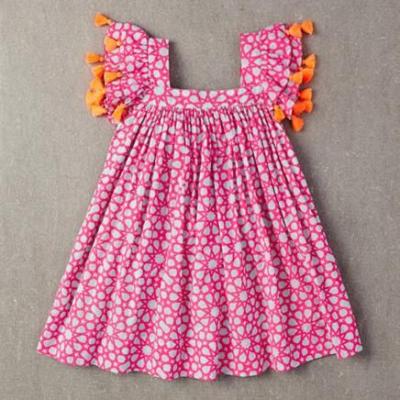 China Latest Design Kids Breathable Floating Boutique Sleeveless Bead Dress Clothing Outfits Kids Girls Fringe Summer Top Dresses for sale