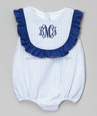 China 2018 New Arrival Summer Casual/Comfortable Spring Monogram Ruffle Cotton Seersucker One Piece Swimsuit For Little Girls Babies Wholesale USA Swimwear for sale