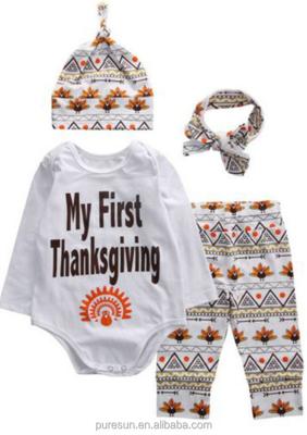 China Long Win My First Thanksgiving Set Wholesale Baby Clothes Baby Winter Romper Costume for sale