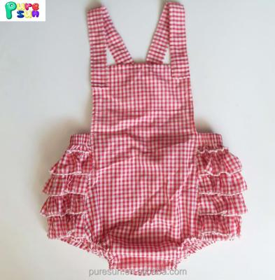 China Hot Sale Summer Cotton Seersucker Ruffle Cotton Baby Bubble Romper Short Sleeve for sale