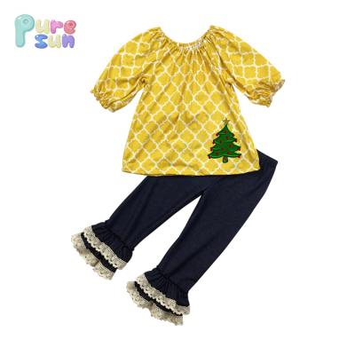 China 2018 Wholesale Puresun Boutique Kids Outfits Baby Clothes Christmas Casual/Comfortable Girls Clothing for sale