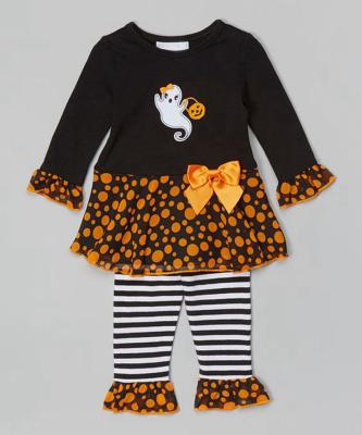 China Puresun Casual / Cozy Halloween Boo Soft Outfit Ruffle Knit Cotton Kids Clothing Set for sale