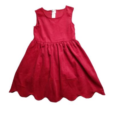 China Puresun 2019 breathable ruffles sleeveless kids boutique clothes little girl's corduroy dress for wholesale for sale