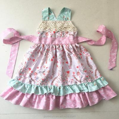 China 2018 Latest Design Girls Ruffle Dresses Fashion Style Boutique Spring Summer Casual/Comfortable Floral Kids Clothes for sale