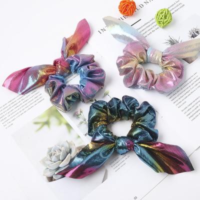 China Hair Scrunchies Promotion HZO-18070 Hair Scrunchies For Girls Shiny Hair Scrunchies With Bow for sale