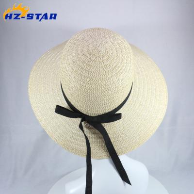 China acrylic letter & HZM-17512 HZM-17512 metal summer quality foldable brim women's custom wide brim sun beach straw hat for sale