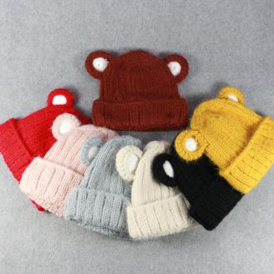 China HZM-16909 COMMON Private Label Baby Winter Children Kids High Quality Custom Black Beanie Knitted Hat for sale