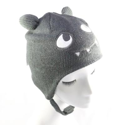 China HZM-18065 Baby COMMON Hat With Earmuffs Monster Eyes Small Knitted Hat Urinal Cap for sale