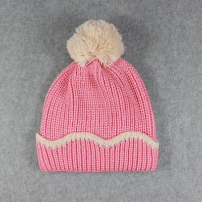 China HZM-16252001 COMMON children's winter knit hat pink soft warm children knitting hat baby knitted hats for sale