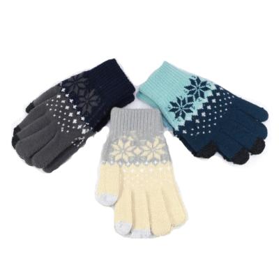 China HZS-13249 plain knitted acrylic touch screen gloves winter glove with jacquard logo adults outdoor for sale