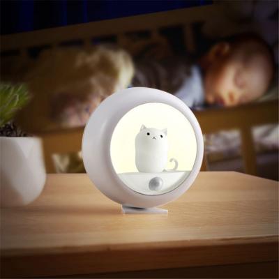 China Cute 2021 Eco-friendly Cat Shape Baby Kids LED Night Light Lamp with Smart Motion Sensor LED Lights for sale