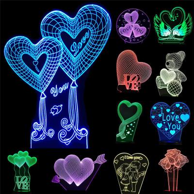 China Custom Creative 3D Lights Best Contemporary Gifts 16 Colors With 3D Remote Control Acrylic Illusion LED Night Lamp for sale