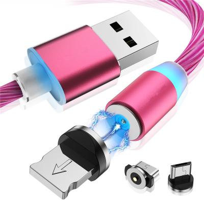 China Overflowing LED Camera Light 3 in 1 Magnetic Micro USB Charging Cable for Samsung Type C Charging for iPhone 11 pro XS max for sale