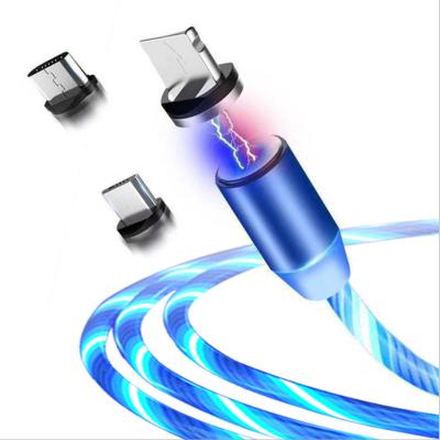 China 2019 Amazon Success Camera For iPhone Micro Type C 3 In 1 USB Cable Flow LED Magnetic Charging Visible Light for sale