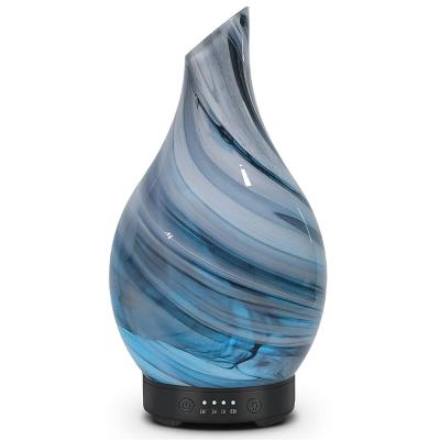 China Essential Household Oil Diffuser 3D Glass Jar Vase Marbling Ultrasonic Air Humidifier for sale