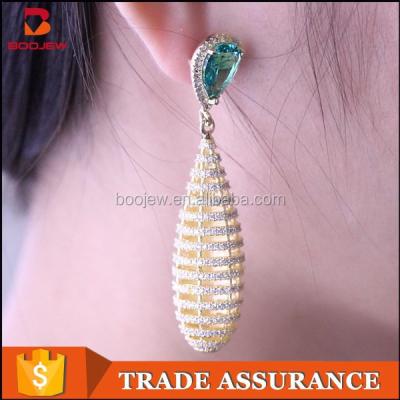 China New Arrival Jewelry Dubai Gold Silver Earring With Emerald For Women Made In China for sale