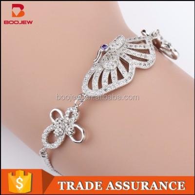 China Latest Design Gold Animal Butterfly Brazilian Silver Bracelet Silver And Platinum Plating Jewelry For Ladies for sale