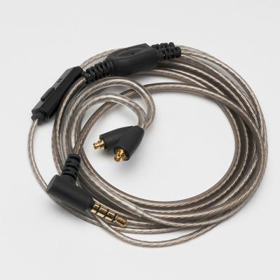 China mmcx speaker male earphone cable / 2pin OFC connector silve plated 2.3mm to1.8mm with aux cable. custom mic for sale