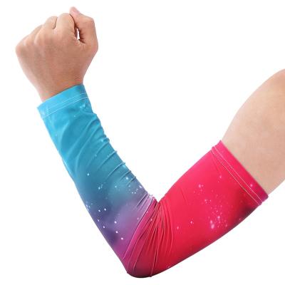 China Breathable Wholesale Custom Printed Outdoor Basketball Arm Ice Silk Fabric Volleyball Sleeves Cool Ice Silk Arm Sleeves Recycle for sale