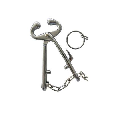 China Cow cattle Wholesales livestock tool stainless steel cow cattle bull nose holder with chain for sale